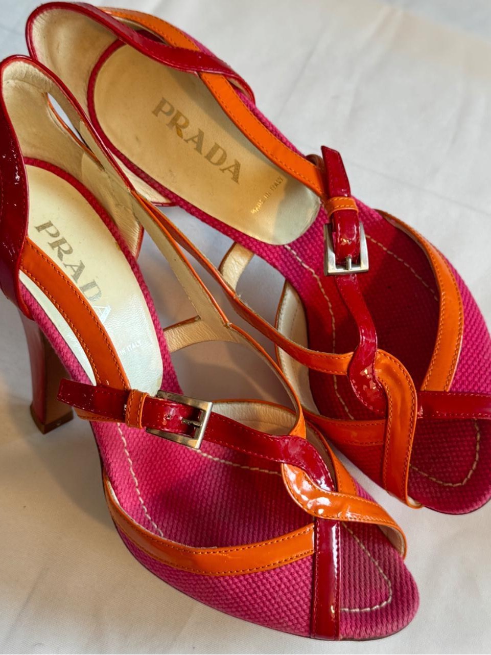 Vintage Prada Pink, Red, & Orange Colorblock Heels